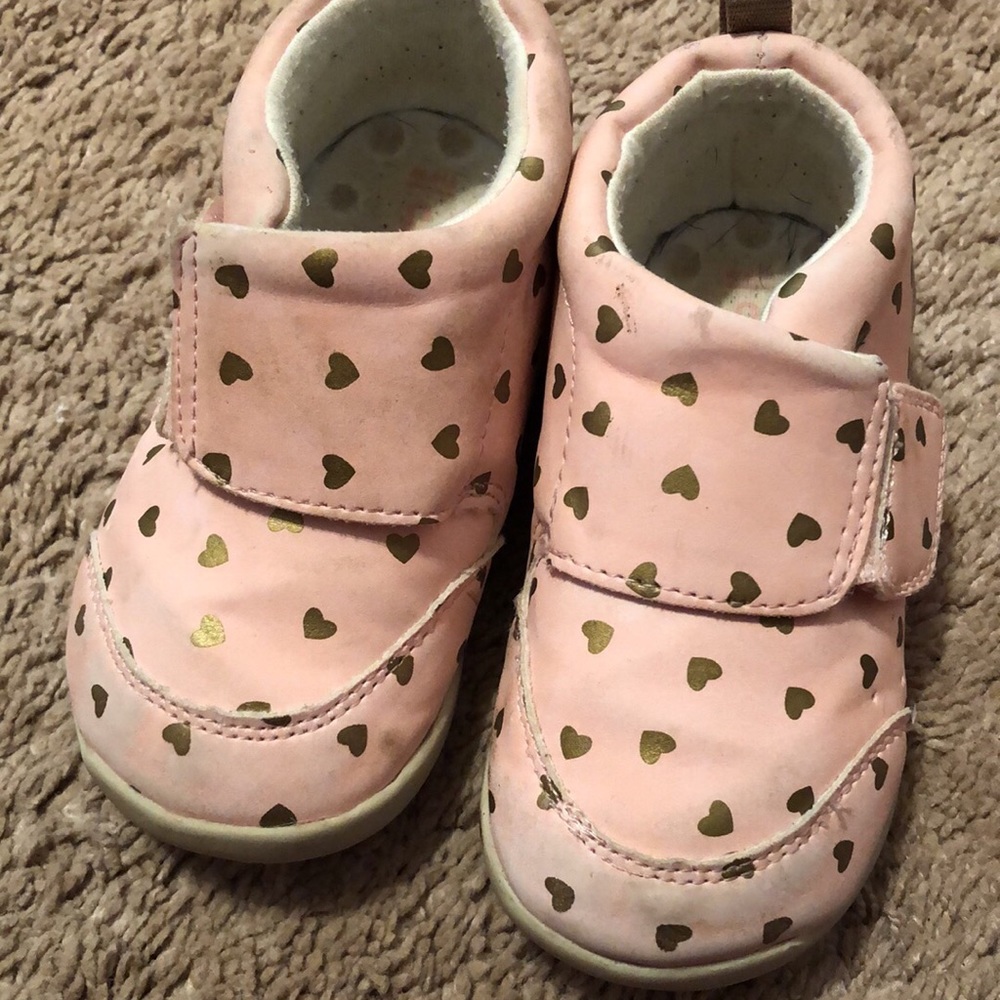Toddler girl size 6 pink and gold sneakers